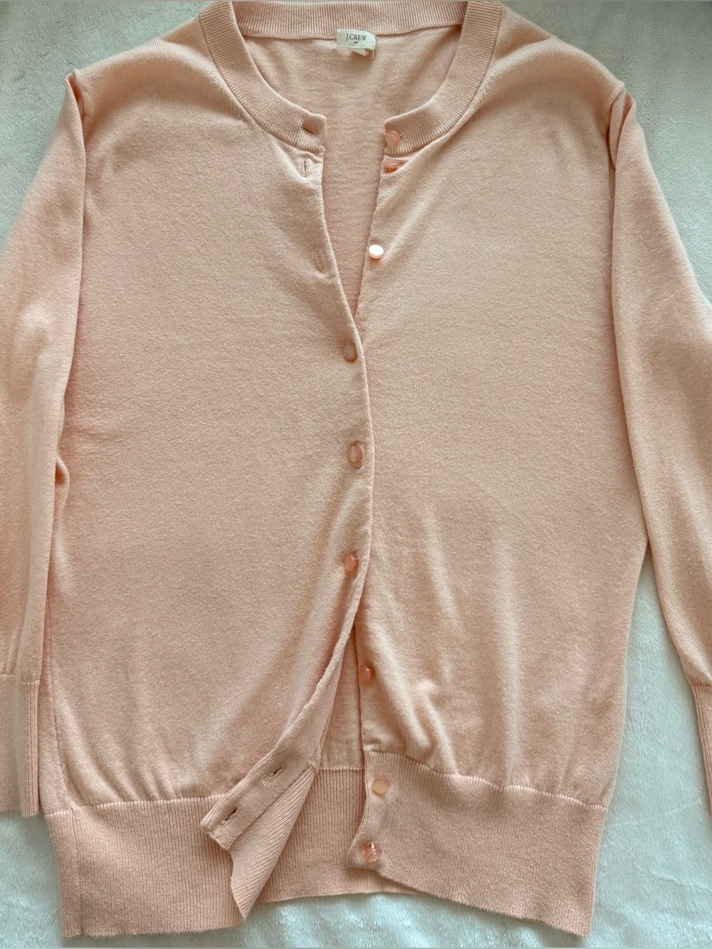 J. Crew Peach Button-Front Crewneck Cardigan - Picture 2 of 6